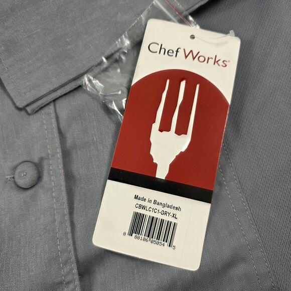 Chef Works Chef Coat Jacket Mens XL Gray Double Breast French Cuff Vented Sides - Picture 3 of 10